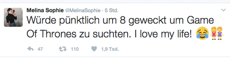 Melina Sophie Freundin Tweet